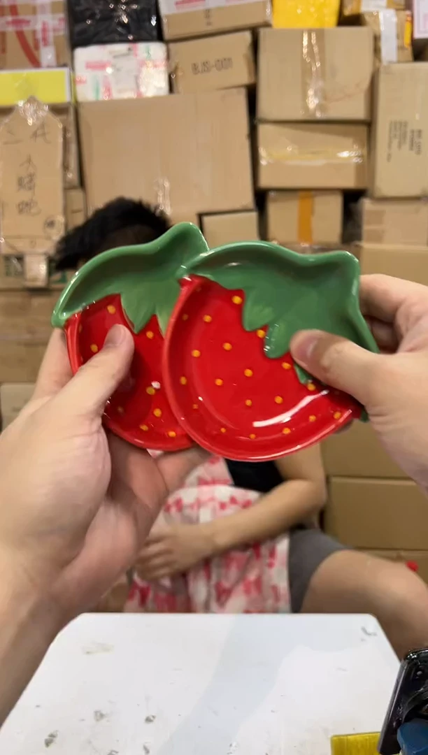瓷片小号草莓碟子2件套
