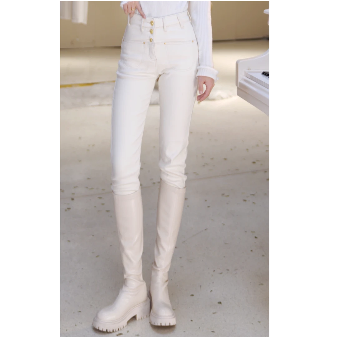 【北栀】时尚百搭加绒牛仔小脚裤813426