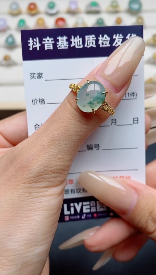 翡翠戒指银S925镶嵌.