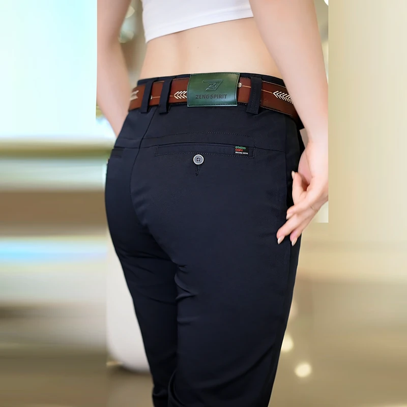 2025年夏季薄款男士休闲裤商务百搭裤子男修身直筒时尚显高长裤子