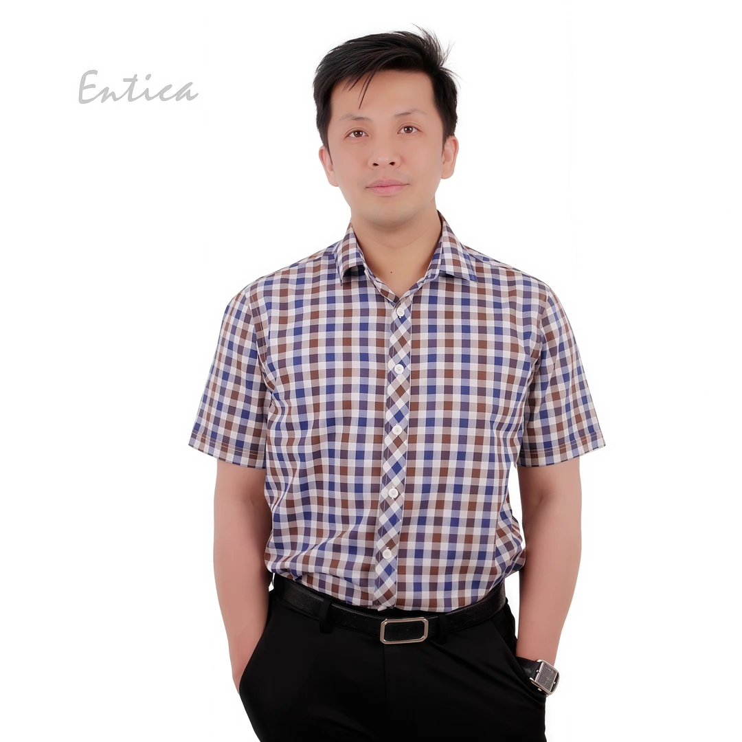 品牌正品高支纯棉透气格子短袖休闲全棉薄款商务经典衬衫春秋男士