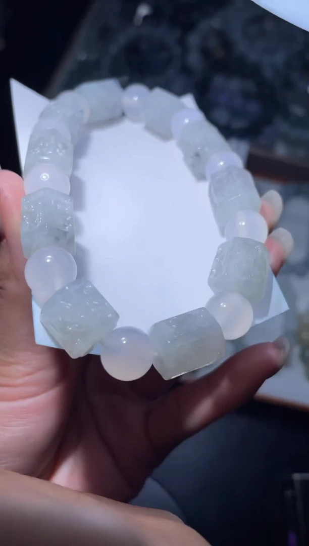 【闪购商品】定制翡翠未镶嵌天然缅甸A货翡翠手串69