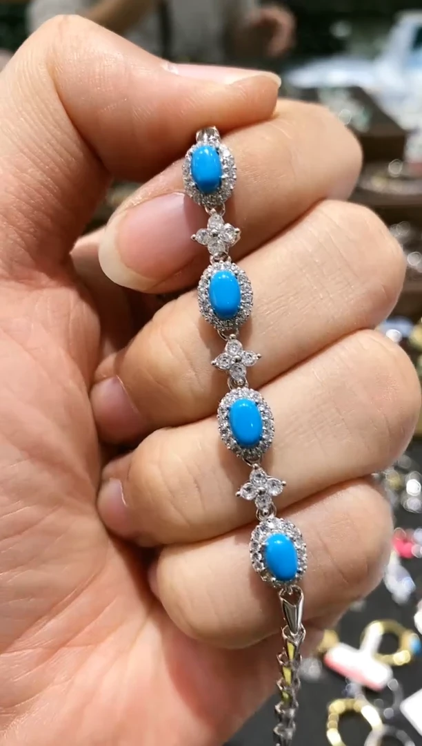 【闪购商品】蓝宝石手链银S925镶嵌手链