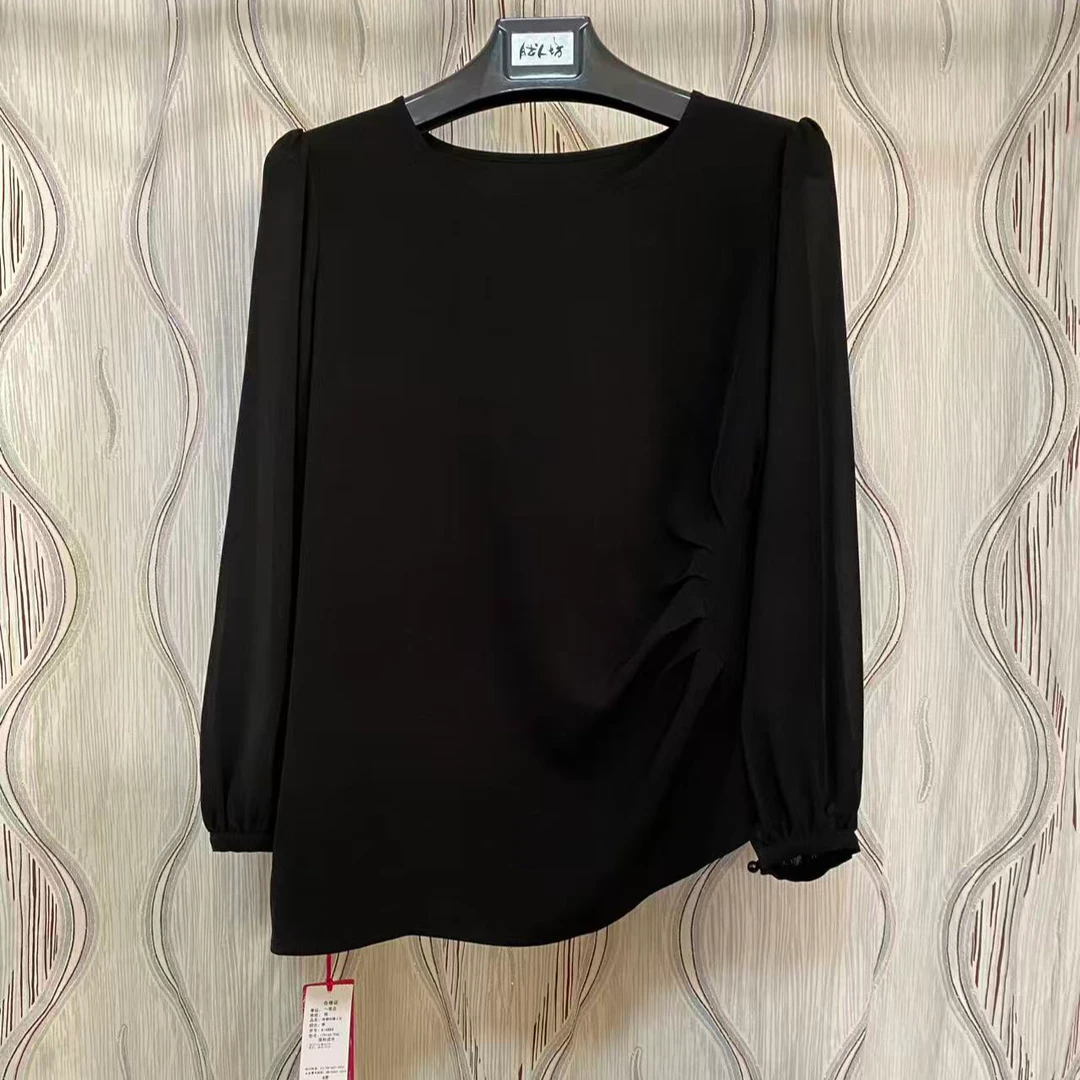 （新）胖人坊大码女装捏褶收腰上衣4884 衣长68 122