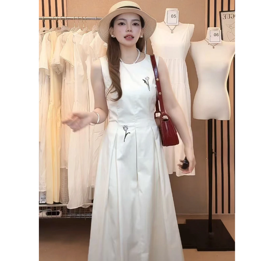 1762韩系复古气质杏色连衣裙2025年新款高级感显瘦独特漂亮中长裙