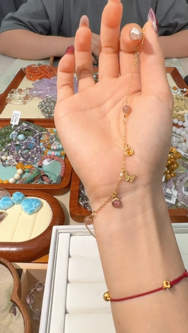 【闪购商品】水晶手链银S925镶嵌Q025橙月月蝴蝶链子