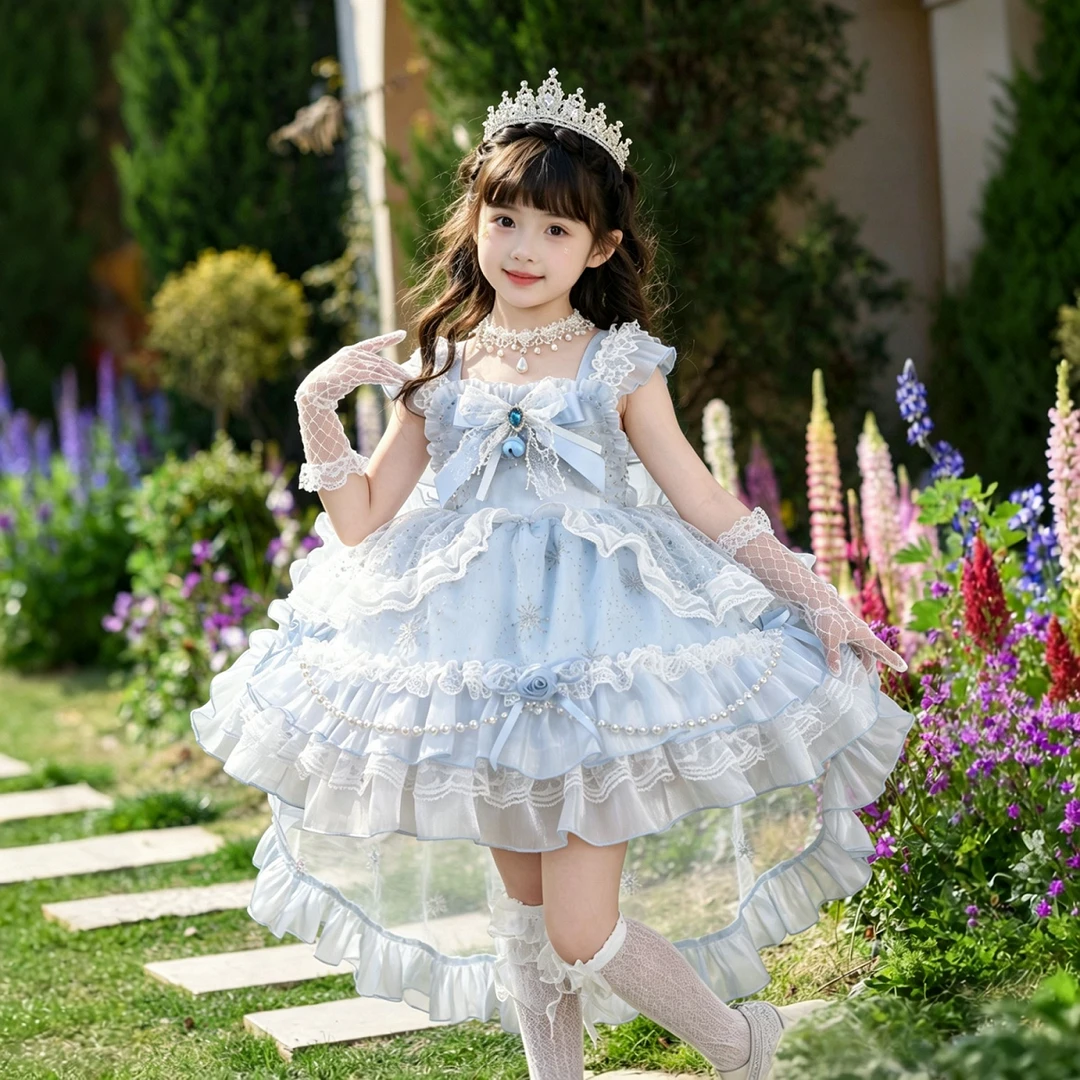 女童洛丽塔奇缘夏季艾莎新款爱莎连衣裙儿童生日蓬蓬裙礼服公主