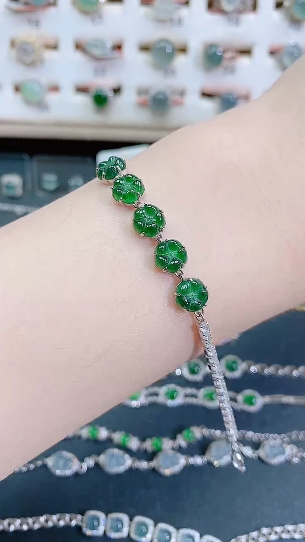 银S925镶嵌手链翡翠天然翡翠