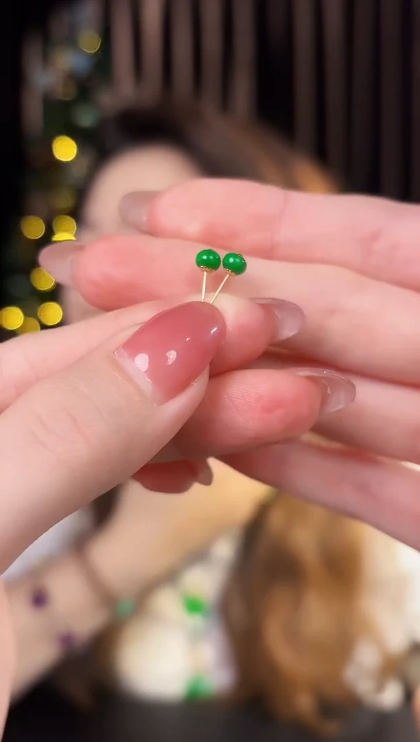 【闪购商品】翡翠耳饰18K金镶嵌缅料A货/支持复检/一件