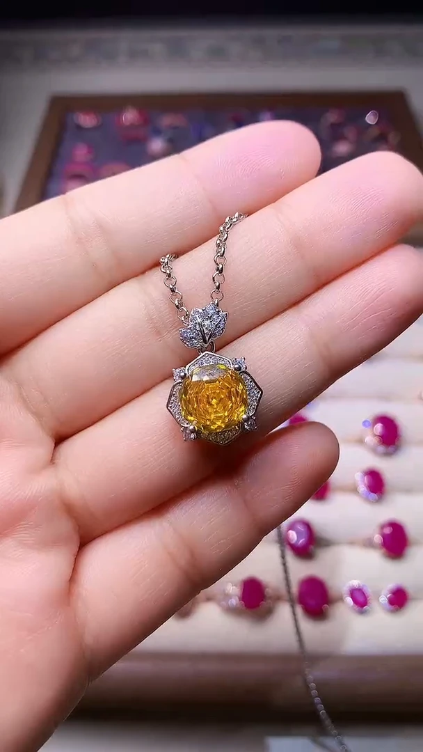 【闪购商品】彩色蓝宝石颈饰银S925镶嵌000