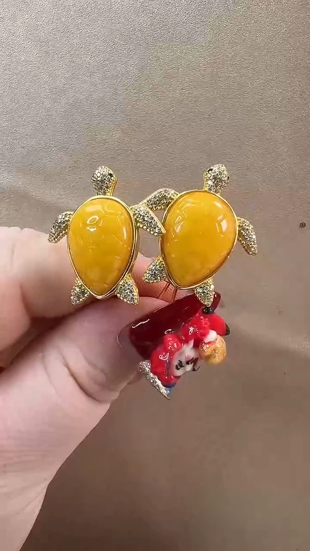 【闪购商品】琥珀耳饰未镶嵌耳环