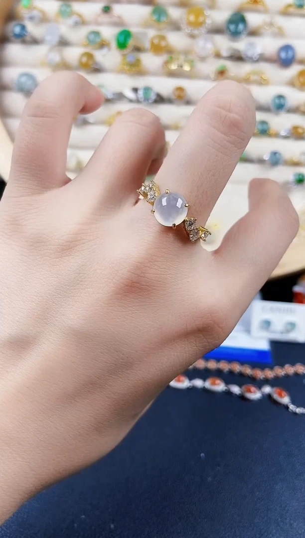 翡翠戒指银S925镶嵌56988