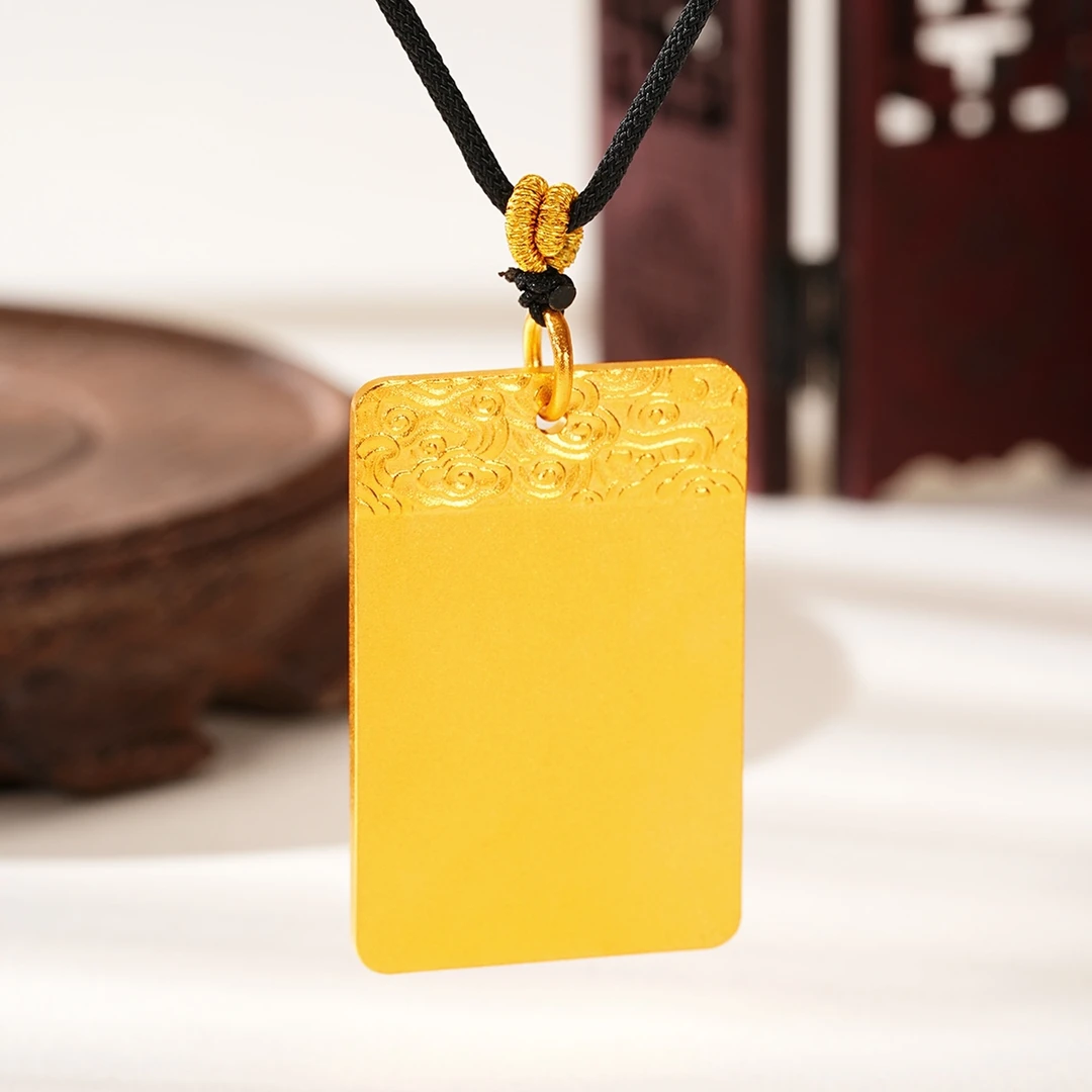 吊坠足银 足银镀金 【无事牌吊坠】时尚百搭无事牌吊坠