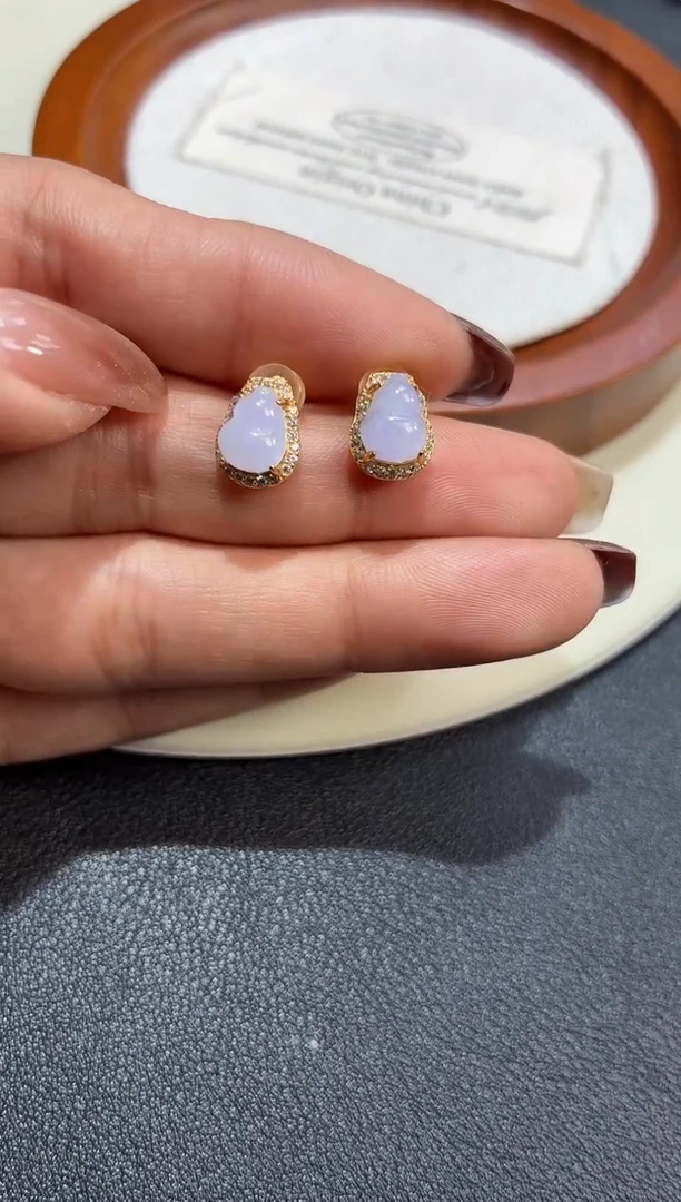 吊坠(不含链)银S925镶嵌翡翠耳饰