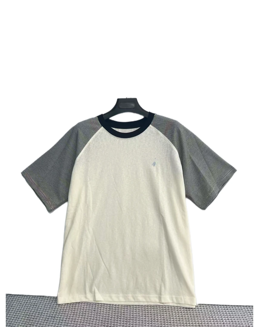 81217  拼接  时尚  简约  圆领  条纹  T恤