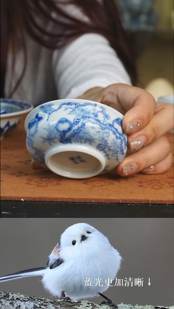 杯子浮光琢玉 羽间集系列 北长尾山雀小肥啾 矮炉式杯