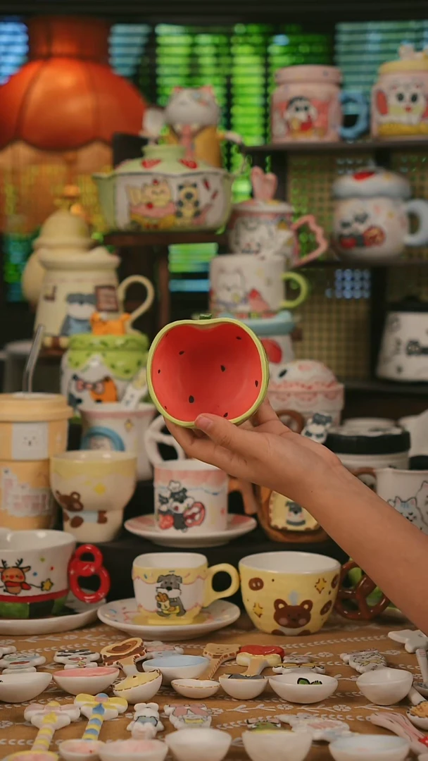 陶瓷无盖款景德镇时光绘馆 创意手绘高温釉下彩陶瓷