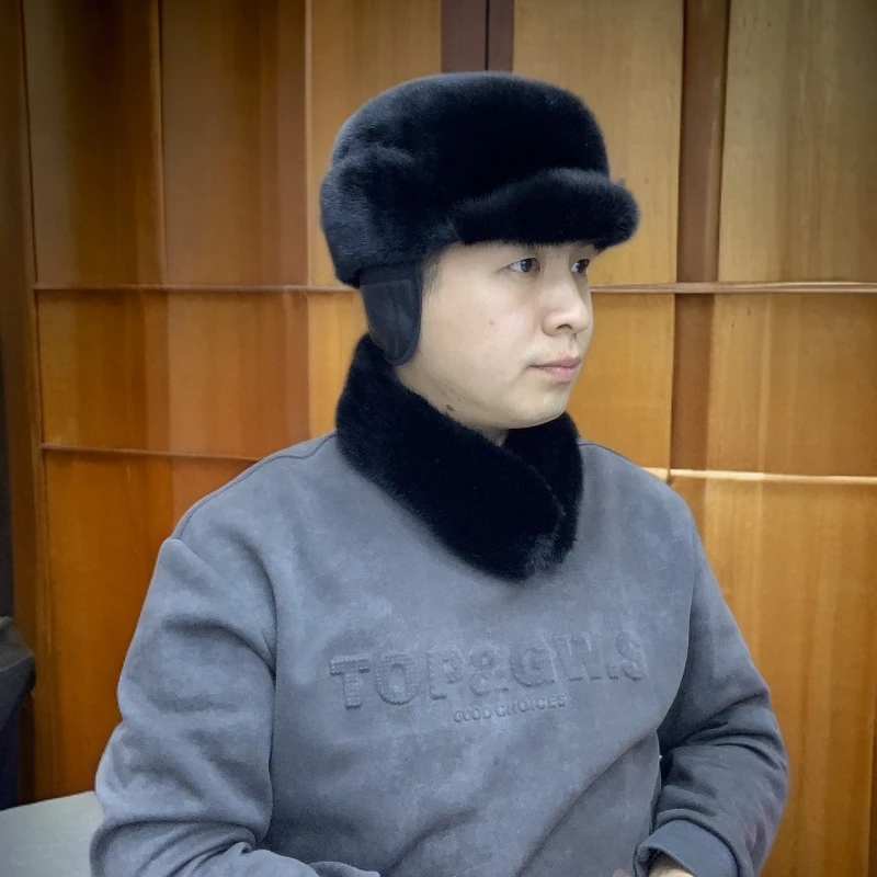 44号时尚休闲风男款帽子加绒冬季平顶哈雷帽子