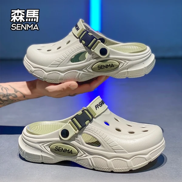 森马洞洞鞋男2025新款夏季外穿运动凉鞋开车防滑清凉厚底沙滩凉拖