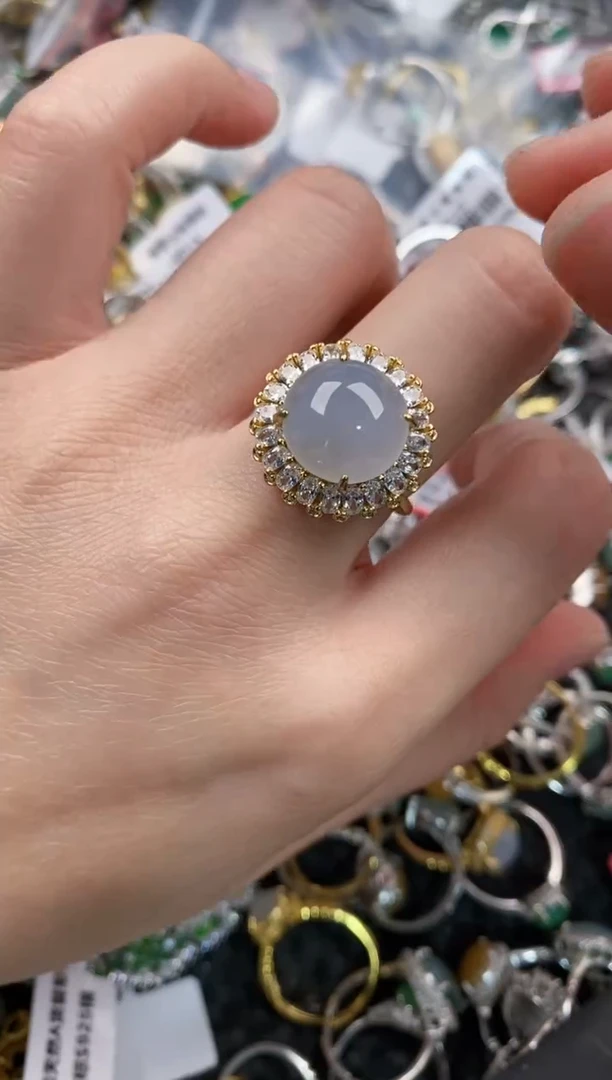 银S925镶嵌戒指翡翠111   10