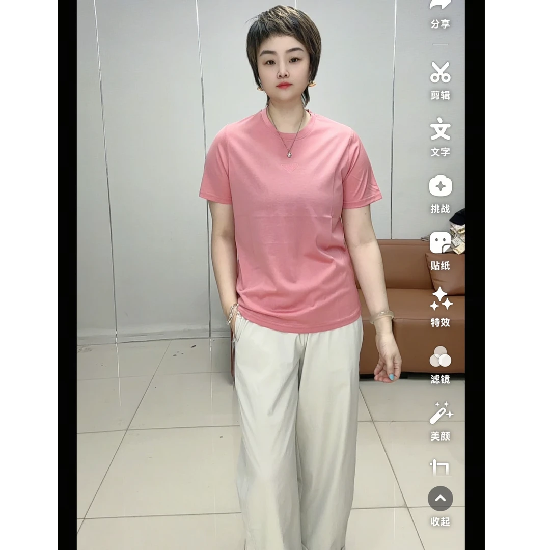 小施家时尚纯色百搭冰爽垂感显瘦休闲T恤309