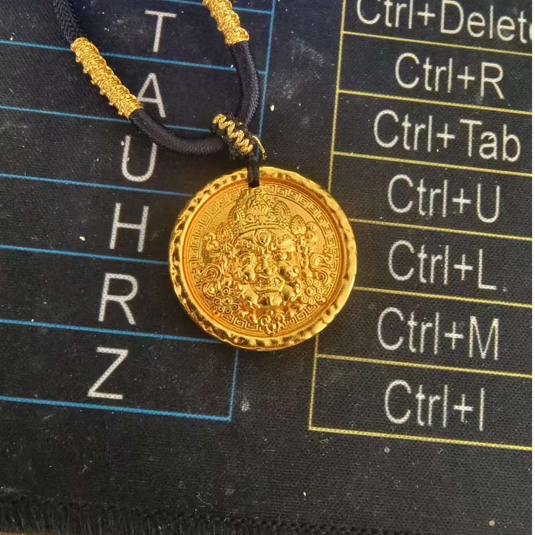 合金吊坠 爆款黄财神吊坠正品古法实心圆牌男女款本命年送礼女王