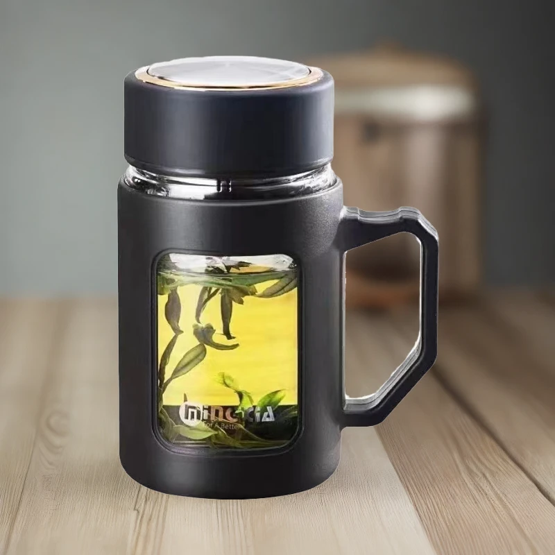 【1只黑色】家用生活百货用品居家小商品新人专享双层玻璃杯泡茶