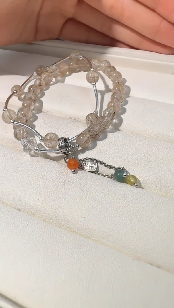 【闪购商品】水晶手链银S925镶嵌银发双圈设计款