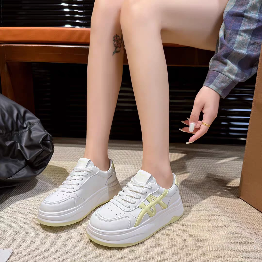 【秋季上新】女士秋季新款拼色厚底增高系带休闲鞋V05