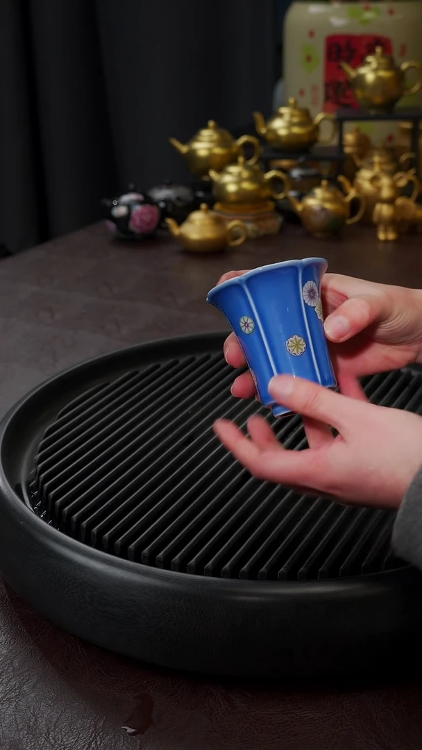【闪购商品】杯【宜景窑皮球花】蓝色闻香杯