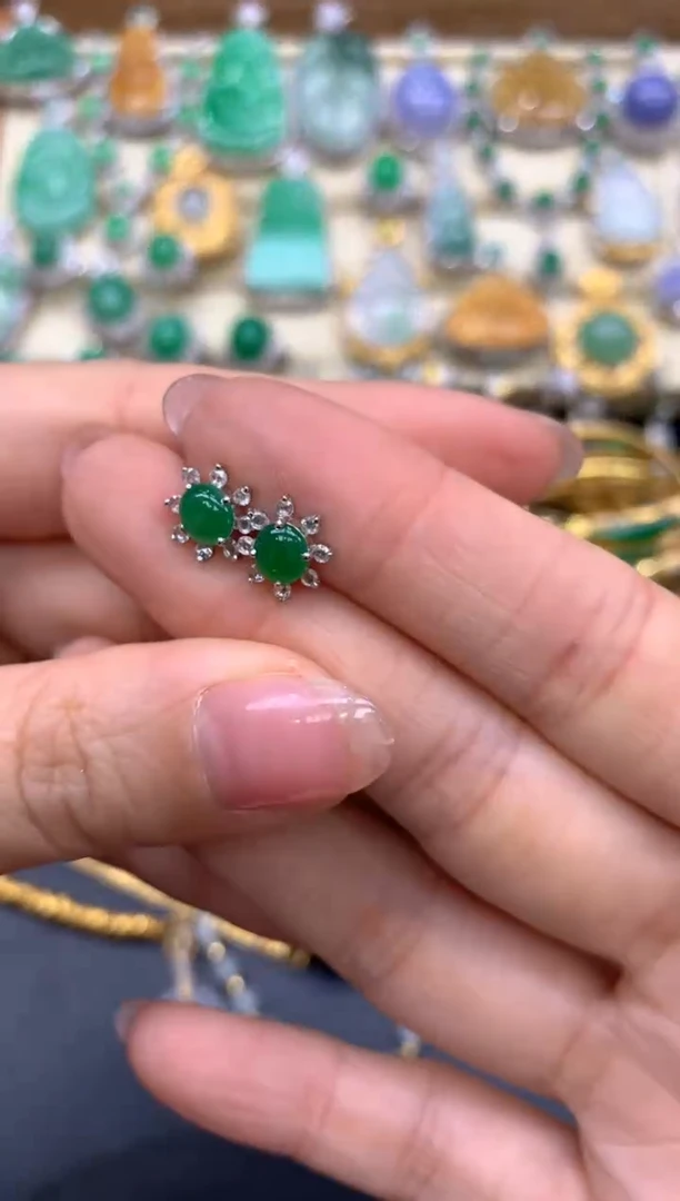 【闪购商品】翡翠耳饰18K金镶嵌216-中国好珍宝