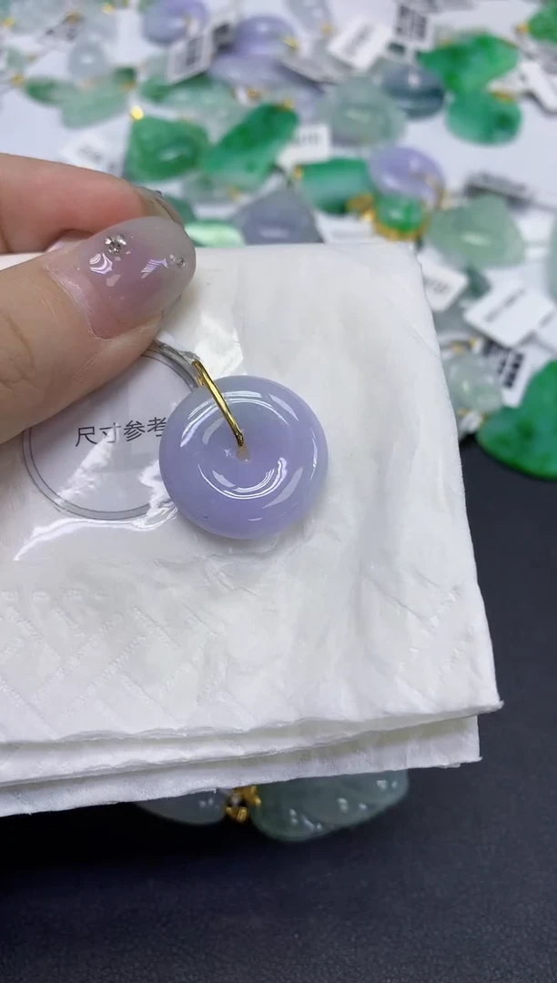 颈饰18K金镶嵌翡翠天然缅甸翡翠A货百元以上9元证书费自理