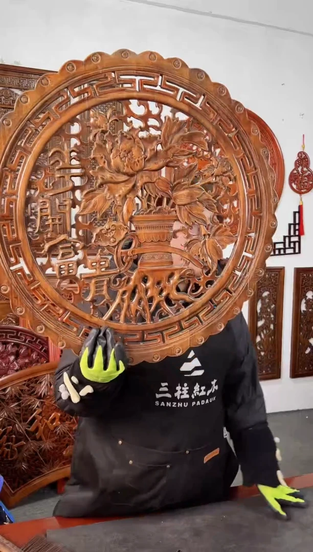 【闪购商品】香樟木木雕58公分  花开富贵