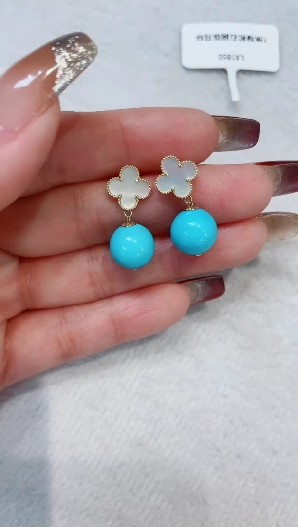 18K金镶嵌绿松石耳环发货一件
