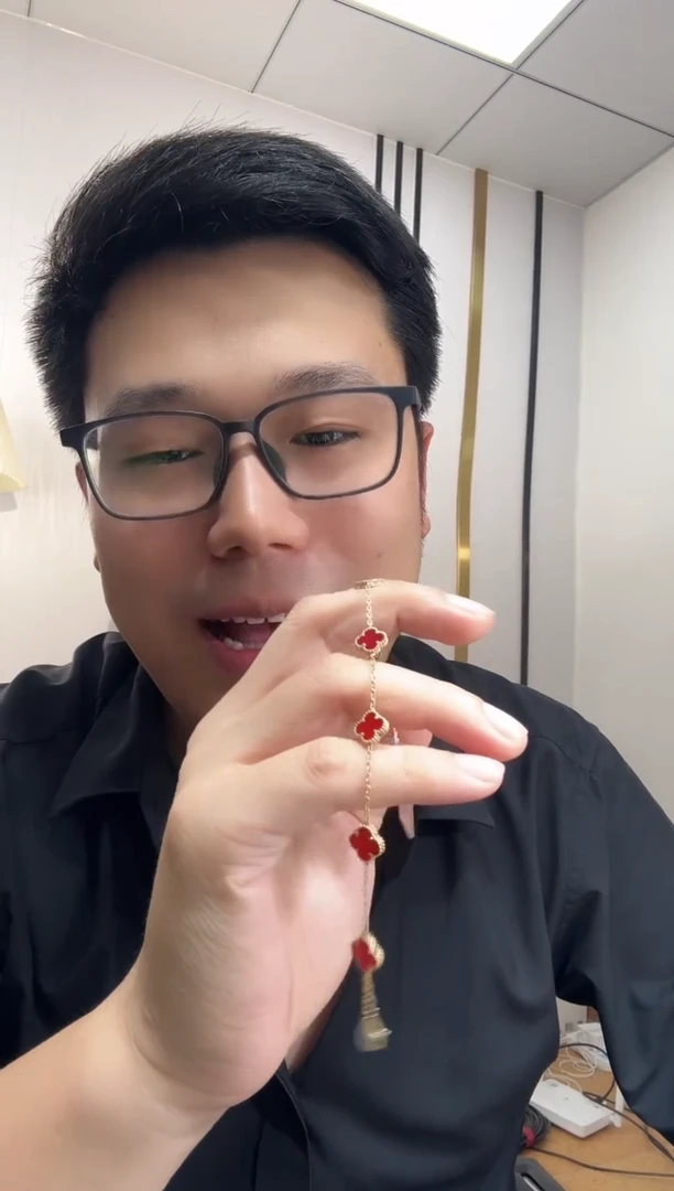 玛瑙/玉髓手链18K金镶嵌红色k黄，小号五花手链GHJ