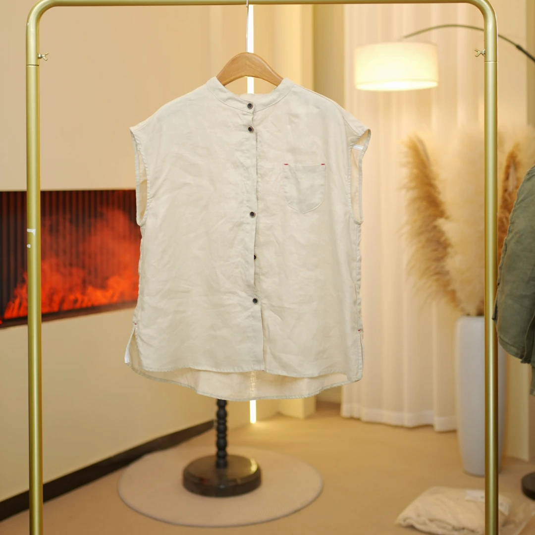 山木间包边无袖衬衫XHH55608