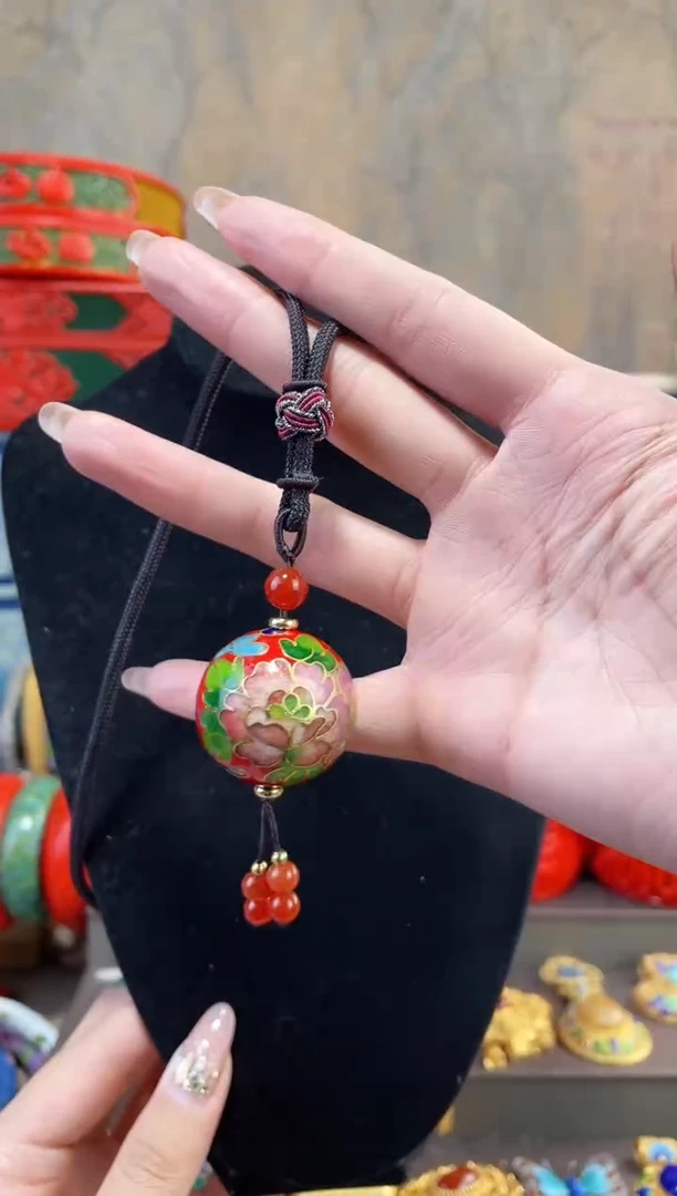 【闪购商品】非遗景泰蓝银蓝3.0单珠编绳款红色