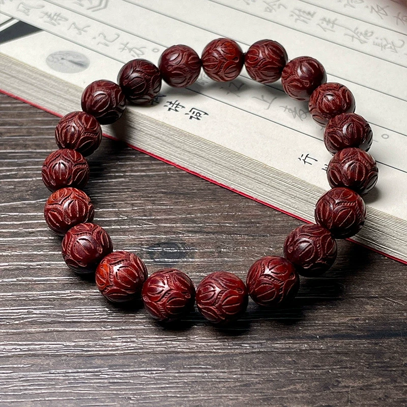 血檀高密手串（莲花）-LQ164