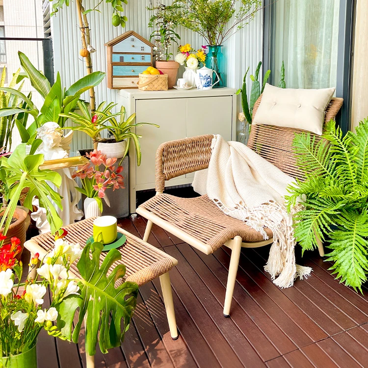 紫叶阳台躺椅单人沙发网红创意懒人休闲椅设计沙发椅简约北欧藤椅