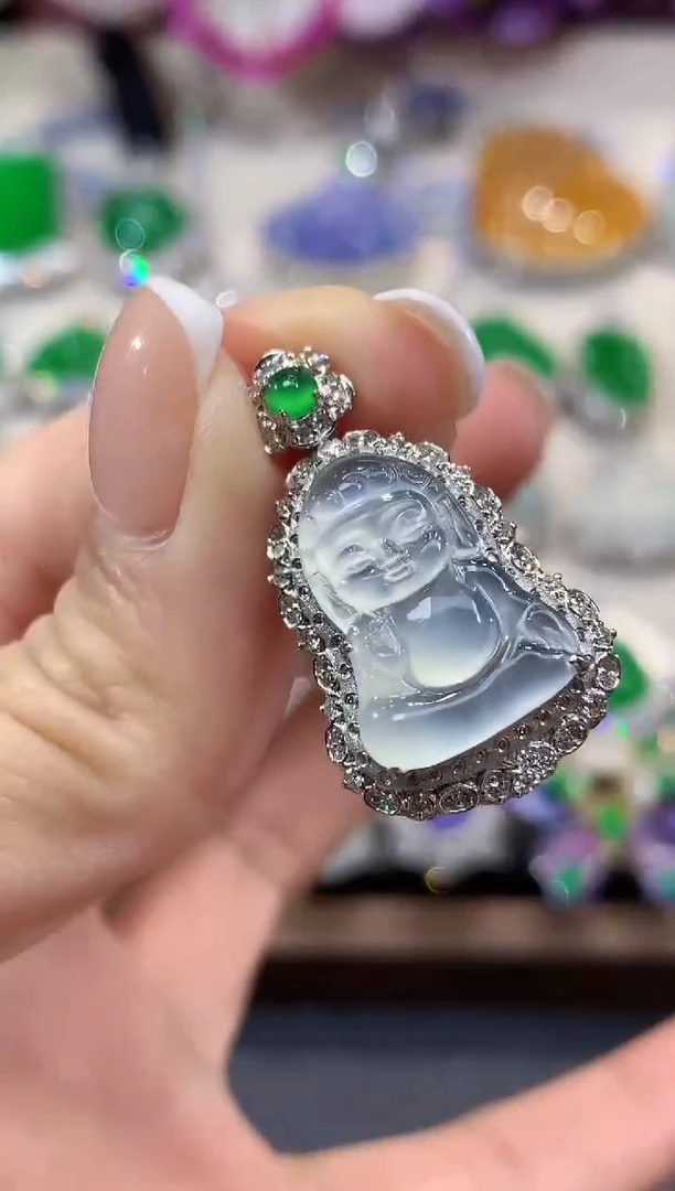 吊坠(不含链)18K金镶嵌翡翠c19