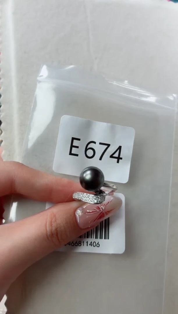 银S925镶嵌戒指海水珍珠e674