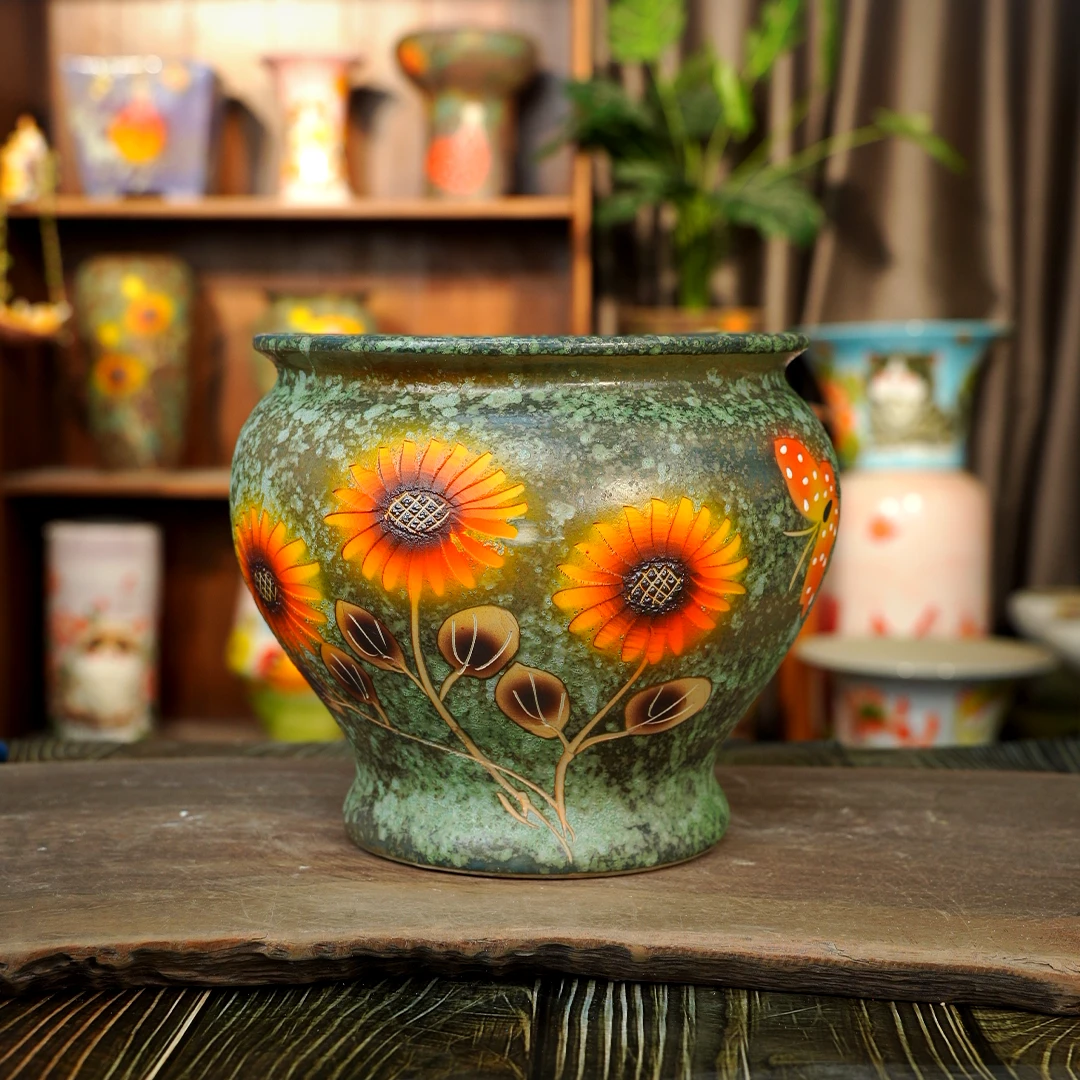 多肉绿植花盆花盆景德镇陶瓷雕刻手工多肉花盆批发摆件007微瑕疵