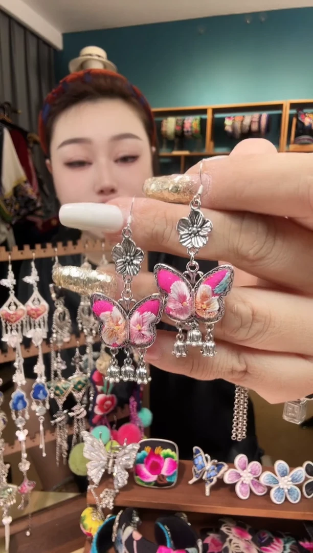 刺绣纯手工民族风刺绣耳环