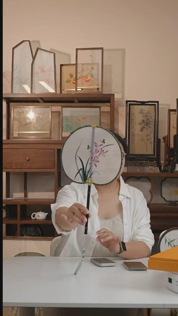 刺绣兰花团扇苏绣