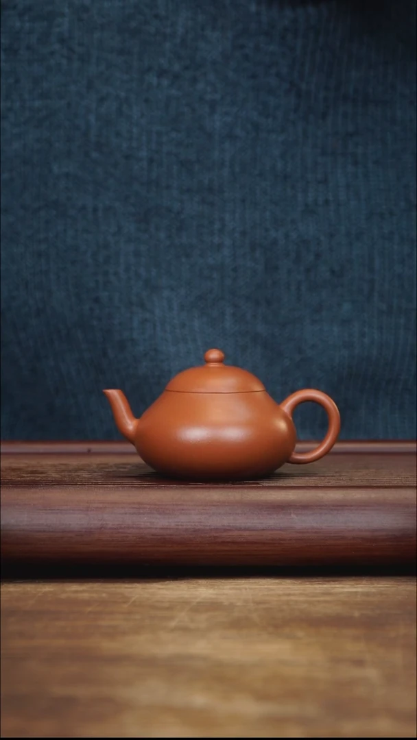 茶壶紫砂120ml 矮梨 朱泥