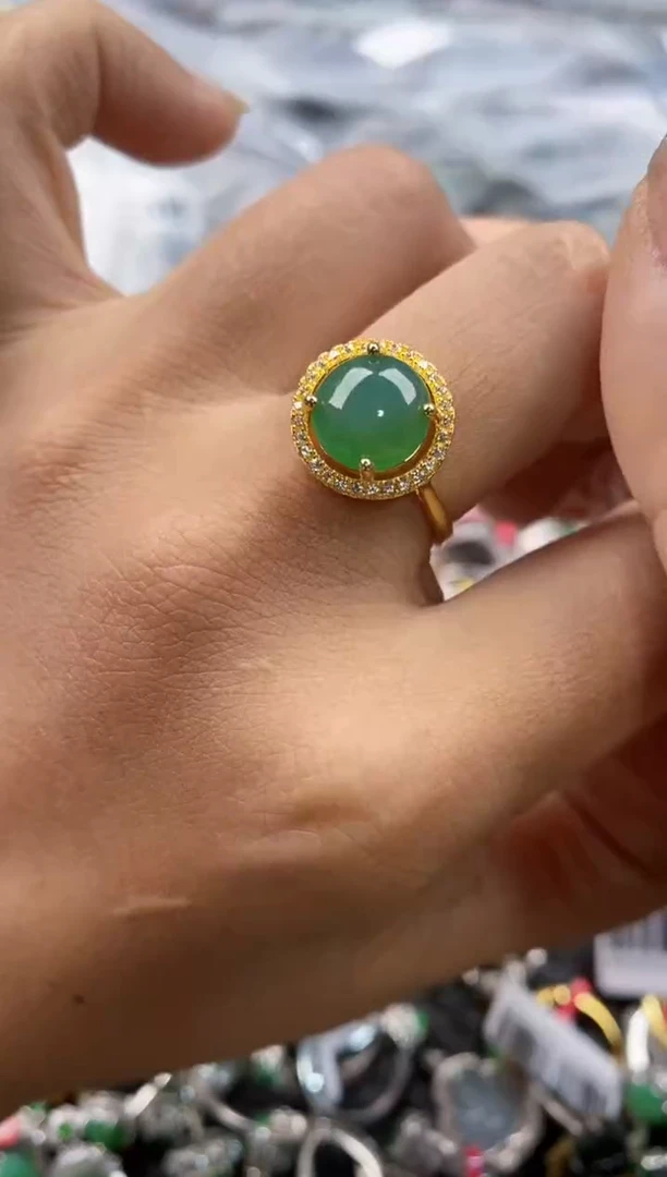 银S925镶嵌戒指翡翠111---9