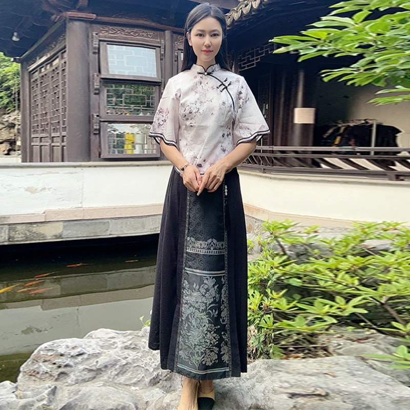 浒城古娘国风新中式时尚气质减龄两件套套装WH0500561+WH0500562