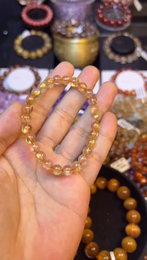 未镶嵌手串水晶金发晶6mm+