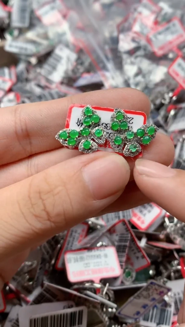银S925镶嵌戒指翡翠天然A货缅甸翡翠
