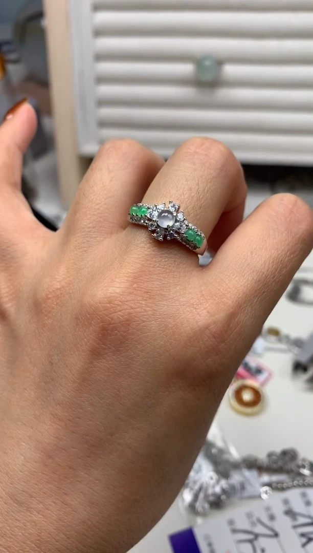 银S925镶嵌戒指翡翠321